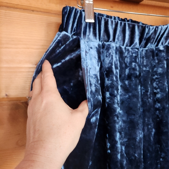 Ecote Anthro Blue Velvet Harem Pull On Jogger Pants Stretch High Waist Crop Sz S - Picture 3 of 11